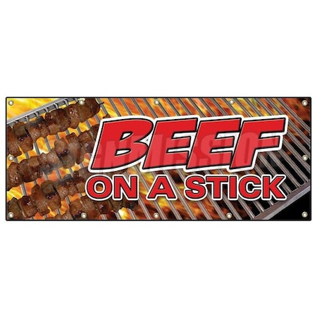 Signmission BEEF ON A STICK BANNER SIGN food steak beef grill bbq meat restaurant B-120 Beef On A Stick